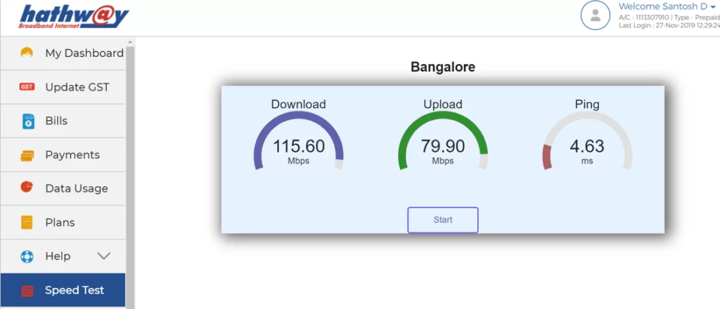 Hathway Broadband Speed in Banglore
