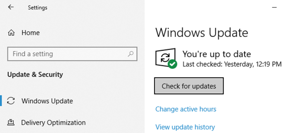 windows update check